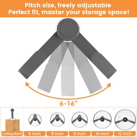bihijua Adjustable Pot Lid Organizer for Cabinet Door/Wall Mounted, Pan Lid Organizers Inside Cabinet, Cupboard Door Wall Mount Space Saving Storage Pot Lids Holder for 6-16" Pan Covers