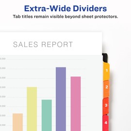 Avery Separadores extra anchos de 8 pestañas para carpetas de 3 anillos, tabla de contenido personalizable, pestañas multicolores, 1 juego (11163)