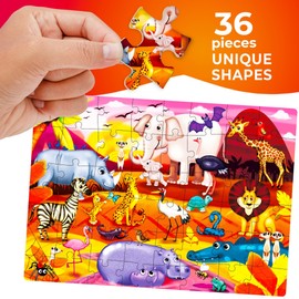 QUOKKA Puzzles for Toddlers 3-5 – 3 x 36 Pieces Floor Puzzles for Kids Ages 2-4 – 12 Toy Learning Farm Animals for 4-6 – Jigsaw Game for Boy and Girl 3-5-7 Year Old