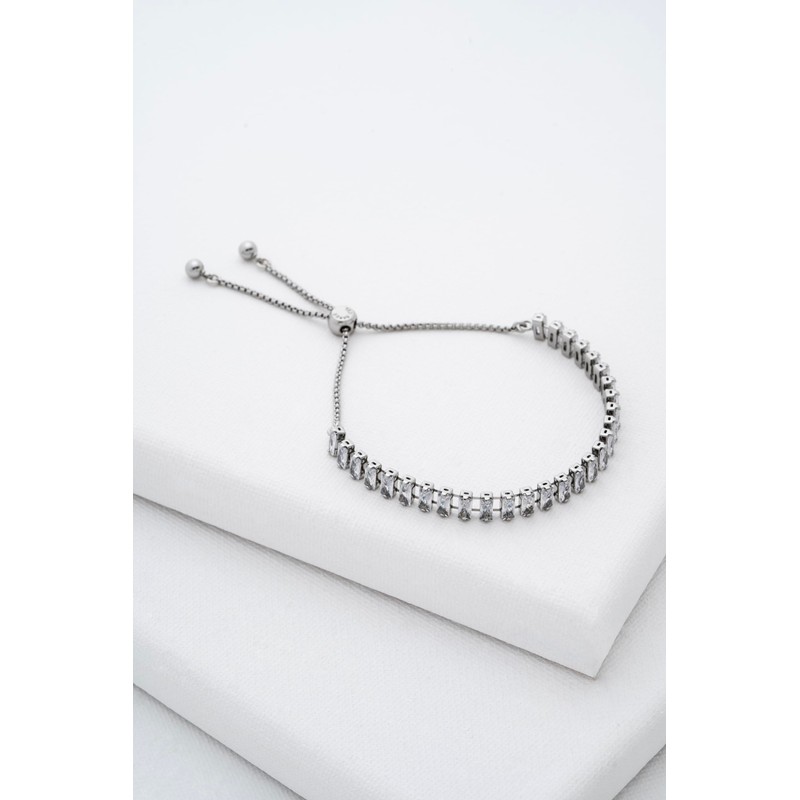 Ted Baker Isabela Crystal Baguette Adjustable Bracelet For Women (Silver/Crystal)