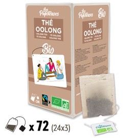 Les Papoteuses | Organic Oolong Tea from China | 72 Bags | Certified Organic and Fair Trade | Set of 3 Boxes of 24 Bags of Oolong Tea Leaves