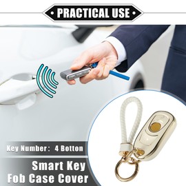 VekAuto Key Fob Cover Kit Compatible for Buick Envision 2014-2019, 4 Button Soft TPU White Remote Keyless Smart Key Fob Case Protection Shell with Keychain