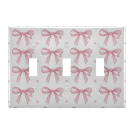 FLildon Elegant Bows Wall Plates, Double Toggle Light Switch Cover Wall Plate 2 Gang, Decorator Light Switch Cover, Standard Size Wall Plates for Bedroom Home Decor