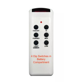 Rhine CHQ8BT7053T Ceiling Fan Remote Control 4 DIP SWITCHES with Wall Holder