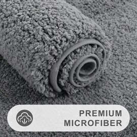 smiry U-Shape Toilet Mat, Extra Soft Pedestal Mat for Toilet, Absorbent Microfiber Toilet Bathroom Mats, 50 x 60 cm, Grey