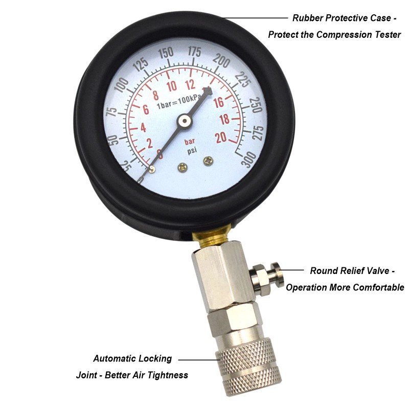 AUTOXBERT Engine Cylinder Compression Tester Gauge Kit Gas Petrol Diagnostic