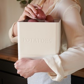 Beautiful Potato and Onion Storage Container Set - Perfectly Sized Spacious Canisters For Your Kitchen Counter Or Pantry - Quality Food Safe Metal Bins Keep Your Produce/Vegetables Fresh Longer