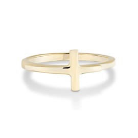 Miabella 925 Sterling Silver or 18K Gold Plated Sideways Cross Ring for Women Made in Italy (yellow-gold-plated-silver, 6)