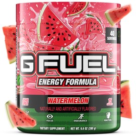 G fuel Watermelon Energy Drink Powder, Pre Workout Caffeine Mix for Gaming, Sugar Free Focus Amino, Vitamin + Antioxidants, 9.9oz (Watermelon, 40 Servings)