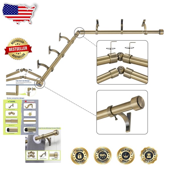 Sturdy Antique Bronze Bay Window Curtain Rod with Easy Installation
