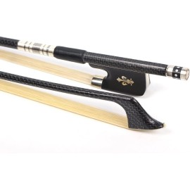 Yinfente 4/4 Cello bow Braided carbon fiber Ebony frog white Horse Hair Lightweight