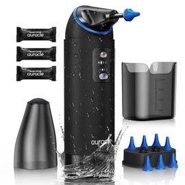 Auracle Ear Wax Removal - Eddy Ear Cleaner, Ear Cleaning Kit With 4 Water Pressure Modes, Safe and Effective Ear Wax Cleaner w/ 8 Irrigation Tips, Electric Ear Irrigator, 55dB Quite, IP65 Shower Ready