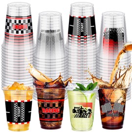 Kochorie 120 PCS Racing Car Plastic Party Cups 16 OZ Disposable Race Car Cups Bulk for Racing Party Supplies Birthday Car Party Family Dinner Sports Event Decorations