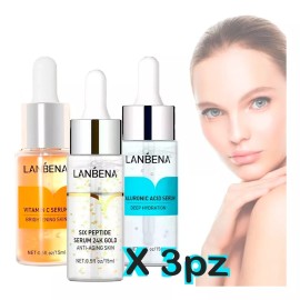Universo en Linea Kit Lanbena 3pz Serum Vitamina C Ácido Hialuronico 6péptidos