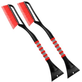AstroAI AstroAI 2 Pack 27" Snow Brush and Ice Scrapers for Car Windshield, Detachable Snow Scrapers with Ergonomic Foam Grip for Cars, Trucks, SUVs (Heavy Duty ABS, PVC Brush, Red)