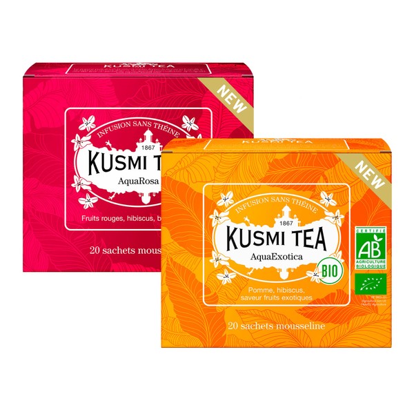 Kusmi Tea - AquaExotica & AquaRosa Bio-Früchtetee - Bio-Kräutertee ohne