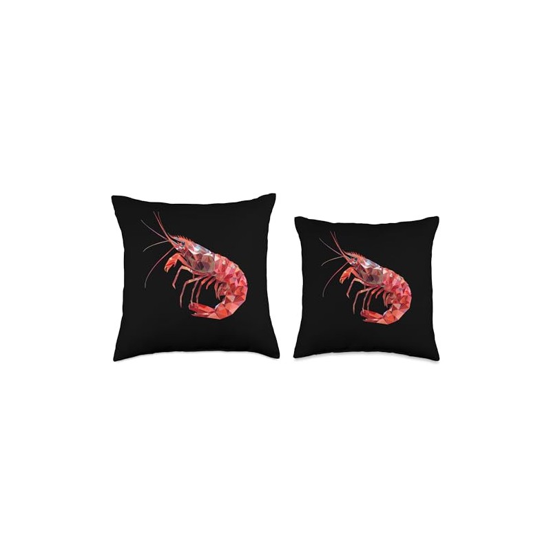 Cherry Shrimp Low Poly Art Throw Pillow