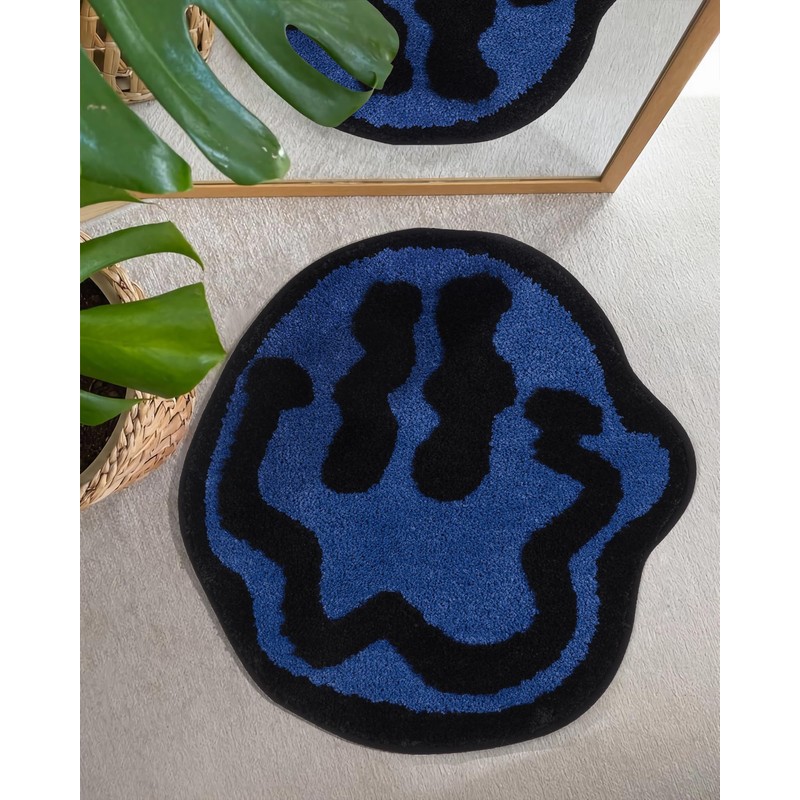 ELDONE Happy Face Alfombrilla de baño azul