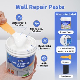 Drywall Repair Kit (18 oz) - Spackle Wall Repair Paste with Scraper & Self-Adhesive Mesh - Quick Dry, Waterproof Wall Mending Agent for Holes, Cracks, Nail Holes, Dents, Graffiti (White)