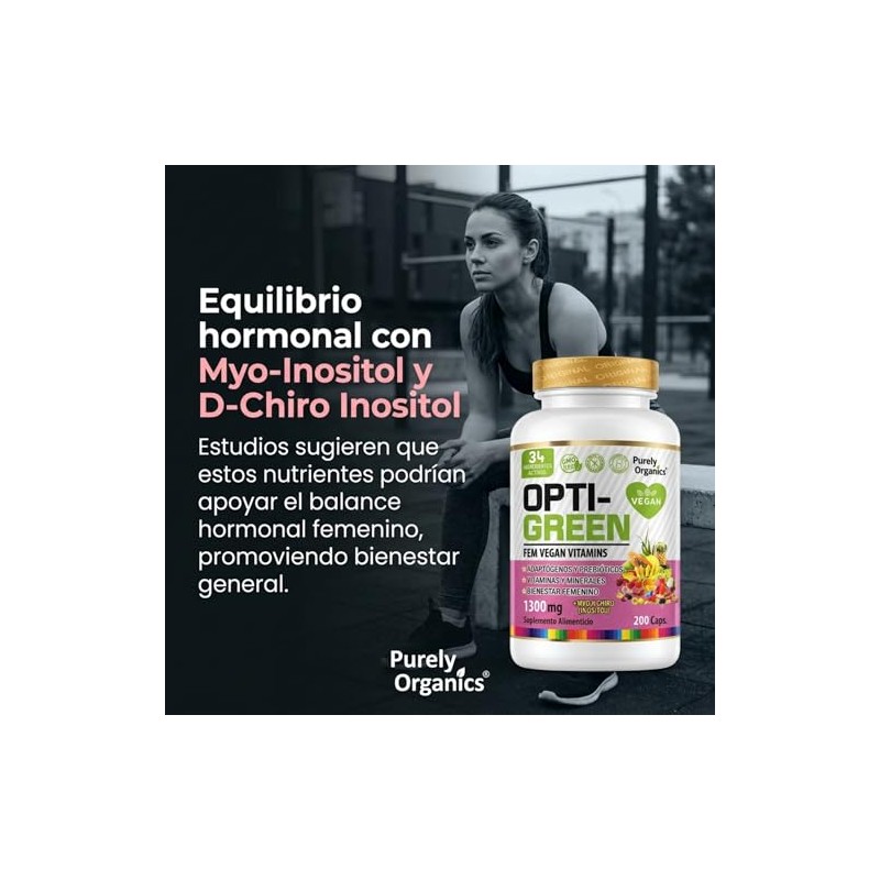 Opti Green Fem Vitaminas Mujer Inositol Myo Chiro Nac Adaptógenos