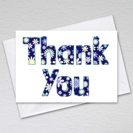 Thank You Card Pack with Envelopes/Thankyou Notes A6 Floral Thank You Postcards Birthday, Wedding, Business Thank You Cards: Bright and Cheerful Blue Thank You Cards (Pack of 50 with Envelopes)