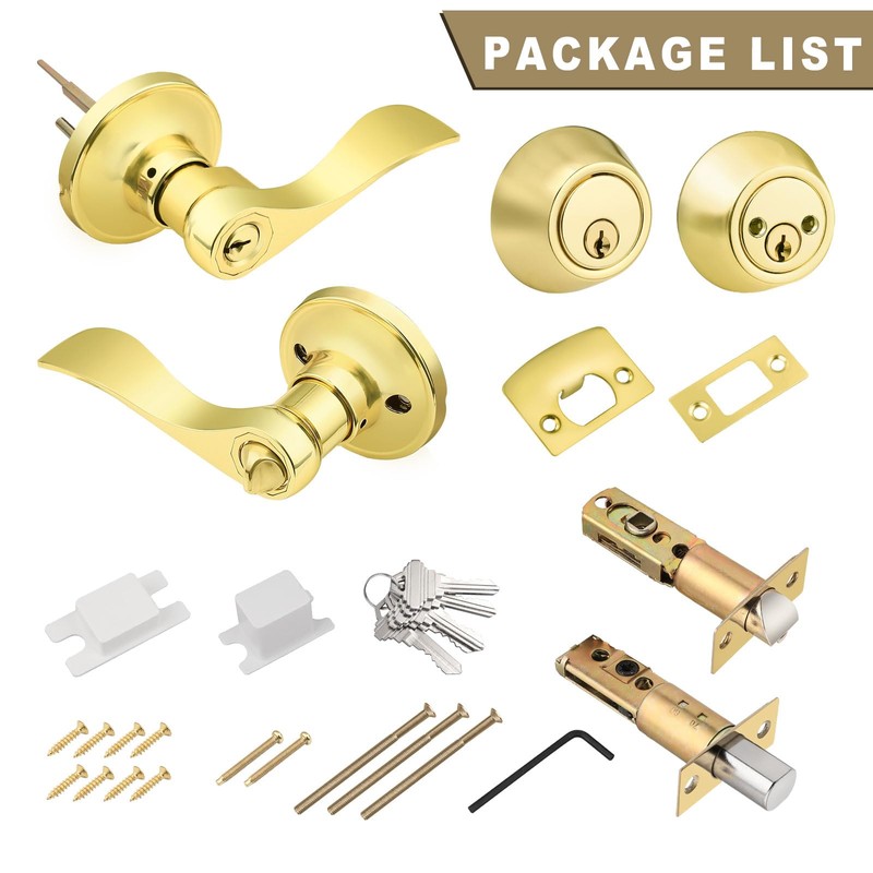 Brotima 3 Pack Exterior Door Lock Set, Double Cylinder Deadbolt