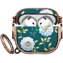 Maxjoy for AirPod 4 Case with Lock, Floral AirPod 4th Generation case Lock Protective Soft Case for AirPod 4 Gen for Women Men with Keychain for Airpods 4th Generation Charging Case 2024