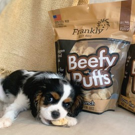 Frankly Pet Original Beefy Puffs - Peanut Butter Flavored Puffs - Protein packed, Ingredients Sourced and Manufactured in The U.S.A.