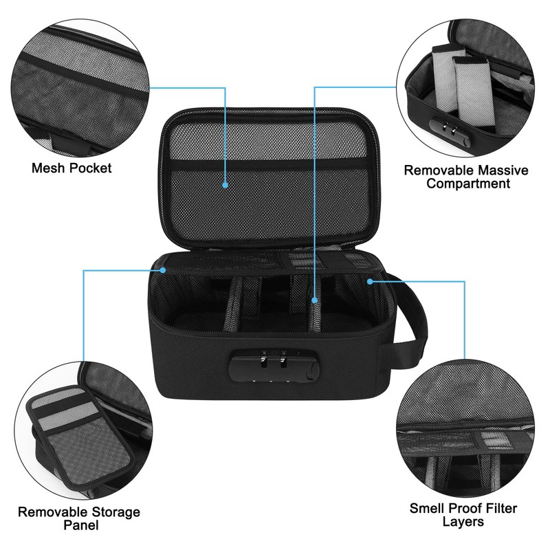 Smell Proof Bag, Smell Proof Container Stash Box with Lock