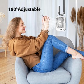 YYUIOT Desk Fan Battery Operated, USB Rechargeable Fan, 2400mAh 180° Quiet Personal Fan With Power Display, 100 Speeds Adjustable Table Fan for Desktop, Home, Travel(White)