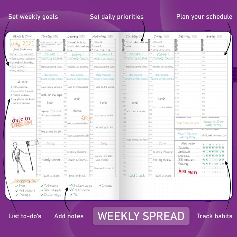 GoGirl Weekly Schedule Planner – Hourly Work & Life Planner