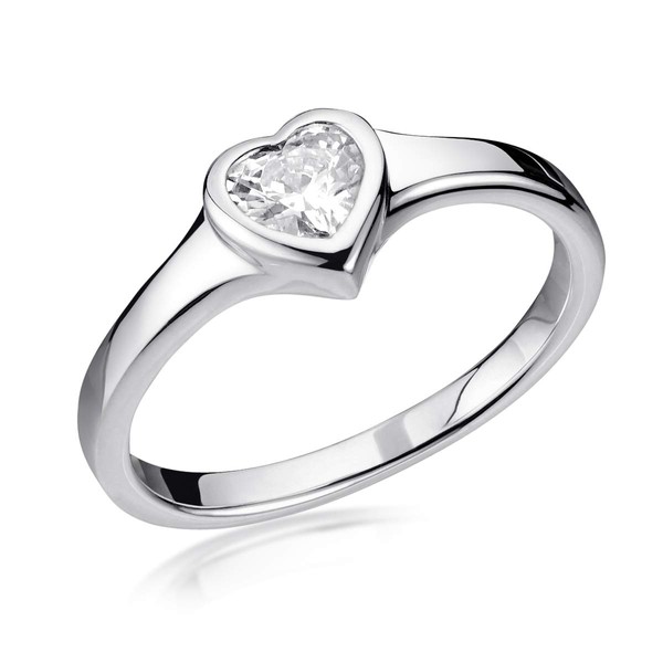 MATERIA by Matthias Wagner Heart Ring 925 Silver with White