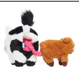 Bark New Bark Box " Bertha the Cow " Dog Toy Cow Giving Birth to Calf Extra Large