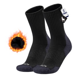 MAGISDU Alpaca Ski Socks for Men Women, 2 Pairs Warm Thermal Socks, Thick Winter Socks, Size 35-51, black