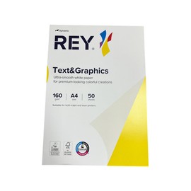 Rey Text & Graphics A4 160gsm FSC Certified Extra White Card for Special documents, 1 Pack of 50 Sheets. Responsibly sourced, for Excellent Reproduction and Creative Projects