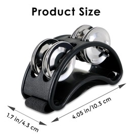 EASTROCK Foot Tambourine Percussion Musical Instrument Foot Percussion with Steel Jingle Bells for Drum Guitar Playing Black 2 PCS