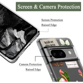 Unov Case Compatible with Pixel 8a Case Clear with Design Soft TPU Shock Absorption Slim Embossed Pattern Protective Back Cover for Pixel 8a (Quotes Collage)