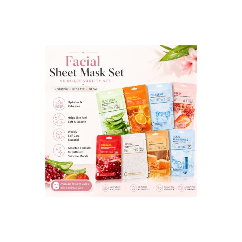 Mascarillas Faciales Coreanas Surtidas – Pack de 10 Piezas Hidratantes