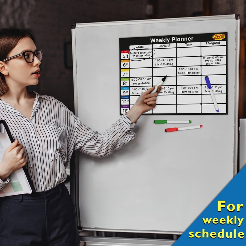 Magnetic Whiteboard for Fridge: Multi-Functional Landscape Weekly Planner, Meal Planner,