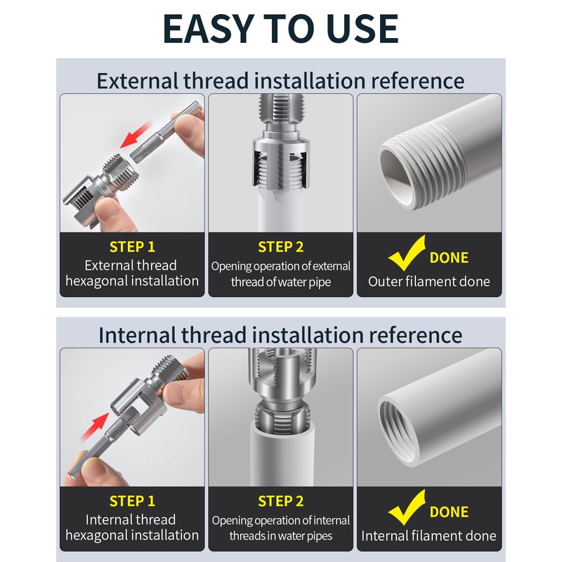 LINGIGAOUT Internal & External Pipe Threading Tool, PVC Pipe Threader,