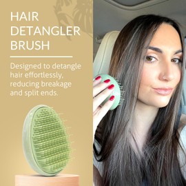 B to Z Edit Mini Hair Brush Detangler - Travel Essentials for Women - Gifts for Teen Girls - Self Care Scalp Scrubber, Cute Purse Accessories, Small Detangling Comb, Hairbrushes