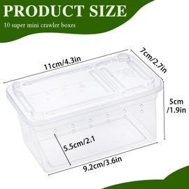 10Pcs Reptile Feeding Box, Transparent Animal Habitat Cage Spider Terrarium, Plastic Breeding Box for Reptile Turtle Spider Frog Scorpion Snake (11 x 7 x 5.5 CM)