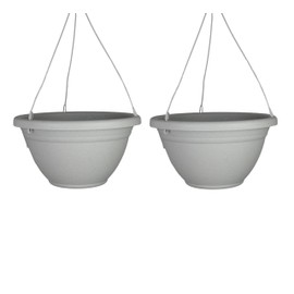 The HC Companies Mojave Hanging Basket w/Punch-Out Drainage Holes - Hanging Plant Pot - Lightweight & UV-Resistant Hanging Plant Holder (12" Granite, Pack of 2)