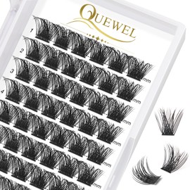 Eyelashes Single QUEWEL Single Lashes Cluster Lashes Mega D Curl 14mm Eyelash Segments Wide Foundation Individual Eyelashes for Eyes Makeup DIY Eyelash Extension(Mega-D-14mm)