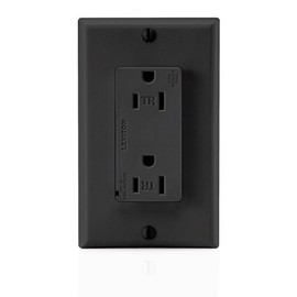 Leviton TR Decora Duplex Surge Suppressor Receptacle, Commercial Grade, T5280-E, Black