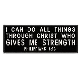 Philippians 4:13 Bible Verse Patch Iron-on Embroidered Applique for Clothing Vest, Sew-on Decorative Embroidery, Badge Emblem, Christian Bikers Souvenir, Outdoor Patches, Religious, Jesus, Inspiration