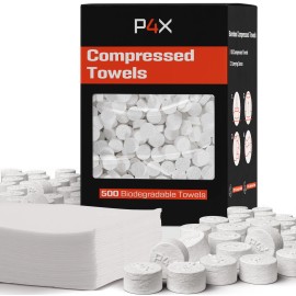 PREPARED4X P4X Disposable Compressed Towel Tablets Kit - Portable Washcloth with Metal Case - 500 Pack
