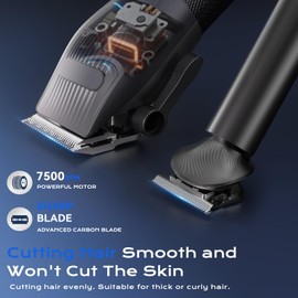 Hair Clippers for Men, Professional Cordless Hair Cutting and Trimmers Set Mutil Function Mens Electric Hair Grooming Shaver Kit with 7500RPM Powerful Motor & LCD Display, for Beard, Nose, Face, Body