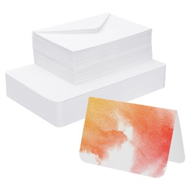 PATIKIL 30 Sets Pure Cotton Watercolor Cards 140lb/300 GSM Postcards Rounded Corners with Envelopes for Art Painting Creative Thank Notes, 5x7 Inch Foldable Size