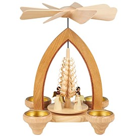 Seiffener Volkskunst | Erzgebirgische Weihnachtspyramide | 25 cm hoch | traditionelle Volkskunst aus dem Erzgebirge | mit Engel